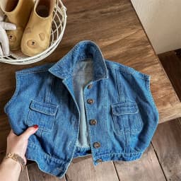 2026 New Spring Girls Denim Vest Fashion Children Sleeveless Coat Solid Baby Boys Denim Jacket Cardigan Kids Clothes