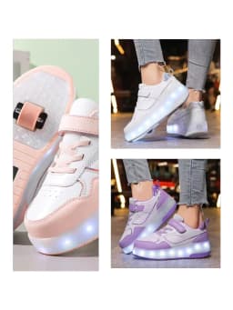 Pink Fashion Girls Boys LED Light Roller Skate Shoes for Children Kids Sneakers with Wheels Two Wheels Sneakers for Boys Kids