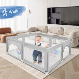 Baby Playpen 120 X 120 X 66 Cm, With 50 Sea Balls, Foam Protection, Suitable For Babies And Toddlers, Indoor And Outdoor