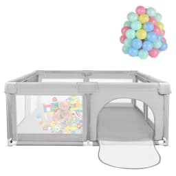 Baby Playpen 120 X 120 X 66 Cm, With 50 Sea Balls, Foam Protection, Suitable For Babies And Toddlers, Indoor And Outdoor