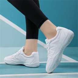 BAXINIER Girls White Cheer Shoes Trainers  Breathable Training Dance Tennis Shoes Lightweight Youth Cheer Competition Sneakers