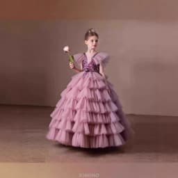 Wed Dress 2025 New Children Girls Princess Pageant Host Outfit Piano Recital Performance Gown Kids Party Birthday Formal Wear