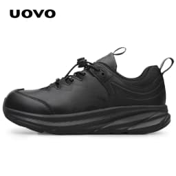 UOVO Men's Coach Children's School Shoes Leather Uniform Shoes Black Sports Shoes Size 13.5 UK Kid-5 Boys 31EU-38EU