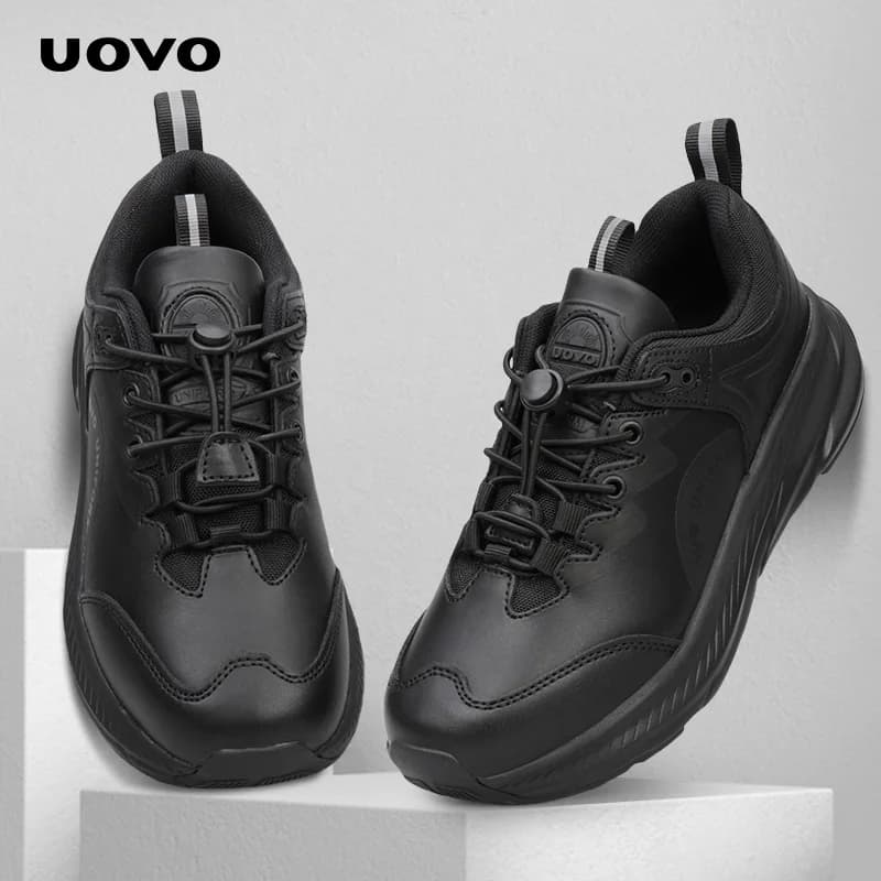 UOVO Men's Coach Children's School Shoes Leather Uniform Shoes Black Sports Shoes Size 13.5 UK Kid-5 Boys 31EU-38EU