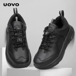 UOVO Men's Coach Children's School Shoes Leather Uniform Shoes Black Sports Shoes Size 13.5 UK Kid-5 Boys 31EU-38EU