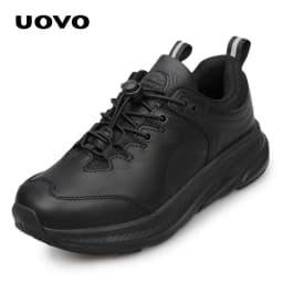 UOVO Men's Coach Children's School Shoes Leather Uniform Shoes Black Sports Shoes Size 13.5 UK Kid-5 Boys 31EU-38EU