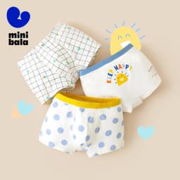 Mini Bala New Boys' Anti-Bacterial Pure Cotton Underpants Boxer Shorts 2024