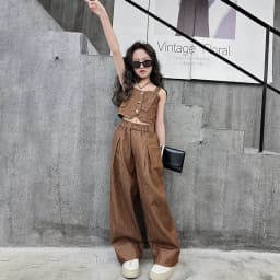 Summer Design Youth Girls Clothes set Sling Tank Top+Versatile Wide Leg Pants 2pcs junior kids suit teen Child Clothing outfits