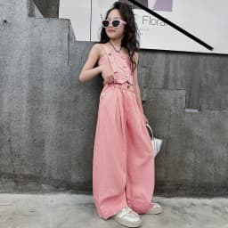 Summer Design Youth Girls Clothes set Sling Tank Top+Versatile Wide Leg Pants 2pcs junior kids suit teen Child Clothing outfits