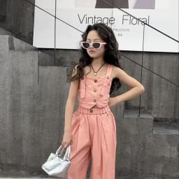 Summer Design Youth Girls Clothes set Sling Tank Top+Versatile Wide Leg Pants 2pcs junior kids suit teen Child Clothing outfits