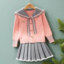 Girls Clothing Set Kids Knit Cardigan & Skit 2pcs Back to School Uniform Baby Girls Suit Teens Kids Costumes 6 8 10 12 13 Years