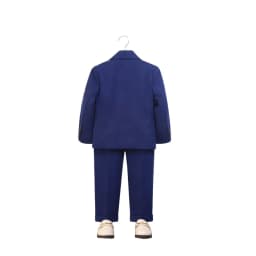 Kids Elegant Blue Suit Set Boys 5Pieces Jacket Vest Pants Bowtie Brooch Formal Wedding Birthday Performance Photograpy Outfit