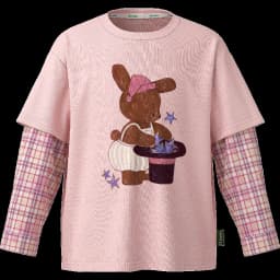 Amila 2026 Spring Children's Vacation Two Piece T-Shirt With Plaid Long Sleeved Patchwork Design, Casual And Fashionable
