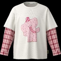 Amila 2026 Spring Children's Vacation Two Piece T-Shirt With Plaid Long Sleeved Patchwork Design, Casual And Fashionable