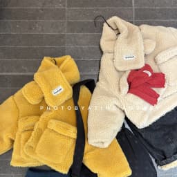 2025 Winter New Girls Lamb Fleece Coat + Scarf Children Cotton Padded Jacket Plus Velvet Thick Kids Girls Long Sleeve Warm Coat