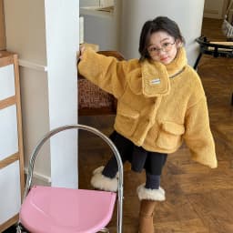 2025 Winter New Girls Lamb Fleece Coat + Scarf Children Cotton Padded Jacket Plus Velvet Thick Kids Girls Long Sleeve Warm Coat