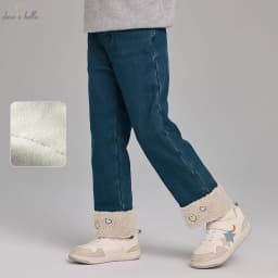 Dave Bella Children's Jean Pants Winter Autumn Velvet Thicken Girls Straight Pants Casual Warm Trousers DK4254423