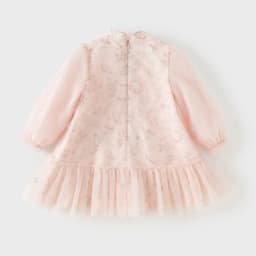 Dave Bella Girls Mesh Dress Spring Autumn Long Sleeves Kids Flower Print Dresses Sweet Outdoor Dress Children Clothing DB1261010