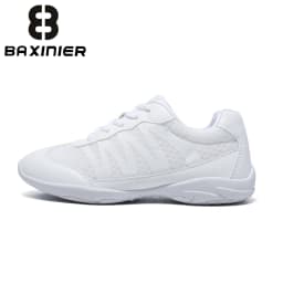 BAXINIER Girls White Cheer Athletic Shoes Lightweight Youth Dance Tennis Training Performance Sneakers Cushioned Grip
