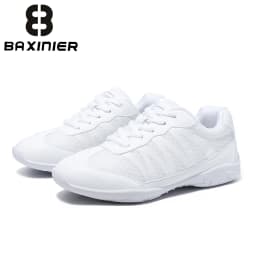 BAXINIER Girls White Cheer Athletic Shoes Lightweight Youth Dance Tennis Training Performance Sneakers Cushioned Grip