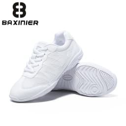BAXINIER Girls White Cheer Athletic Shoes Lightweight Youth Dance Tennis Training Performance Sneakers Cushioned Grip