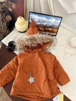 Winter Kids Jacket Children's Outerwear Coats with Big Fur Collar Boys Girls Coats Jacket Thicken Plush Warm Cotton Jacket