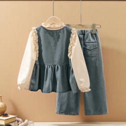 3-Piece Set Girls Outfits Tracksuit Kids Vest & Shirt & Pants Suit Baby Kids Casual Costumes Girls School Uniform Set 6 8 9 13 Y