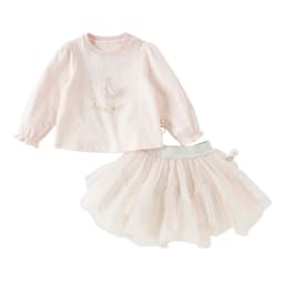 Dave Bella Children Girls T-shirt Mesh Skirt Set Baby Print Long Sleeve T-shirt Skirt Two Piece Set Party Cute Clothes DB1260998