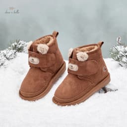 Dave Bella Children Snow Boots Winter Autumn Boys Thicken Warmth Shoes Girls Plush Brown Ankle Boots Non-slip Footwear DB4243409
