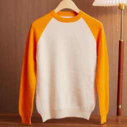 Children's 100% Merino Wool Sweater Boys Girls O-neck Pullover Contrast Sleeves Knitwear Autumn Winter Baby Kids Cashmere Tops