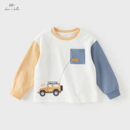 Dave Bella Children T-shirts Spring Summer Long Sleeves Boys Pure Cotton Pullover Casual Bottoming Tops Kids Clothing DB1260392