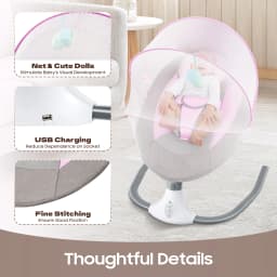 Pink Rocking Chair with USB Charging Port for Breastfeeding, Living Room, Bedroom for 0-18 Months baby