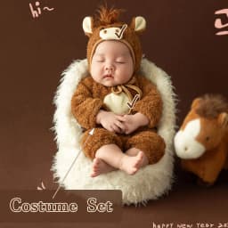 0-1 Month Cute Newborn Photography Props Cartoon Horse Theme Style Baby Outfits with Matching Horse Doll for Baby Posing