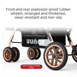 High-view Twin Stroller, Lightweight and Foldable, Can Be Used in Sitting or Reclining Positions, Front and Rear Seating.