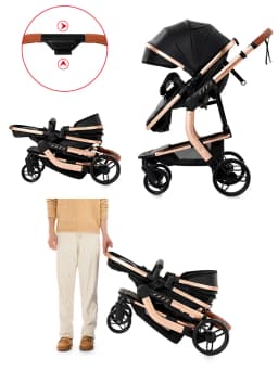 3-in-1 pushchair for baby, lightweight pushchair for newborns, 3-in-1 travel stroller, four-wheel pushchair for baby, lightweight baby carriage, baby trolley