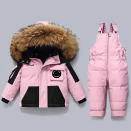 IYEAL Winter Hooded Down Jacket Warm Kids Coat Children Snowsuit Snow Toddler Girl Parka Real Fur Clothing Baby Boy Overalls