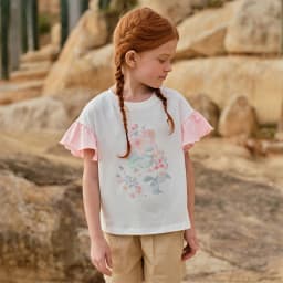 Dave Bella Girl Summer Printed T-shirts Kids Cartoon Tees Children Short Sleeve Cotton Tops Casual Outdoor Clothes DK2261557