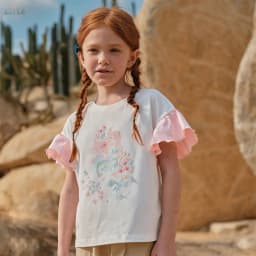Dave Bella Girl Summer Printed T-shirts Kids Cartoon Tees Children Short Sleeve Cotton Tops Casual Outdoor Clothes DK2261557