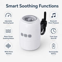 Rechargeable Baby Stroller Rocker with Adjustable Vibration White Noise Bluetooth and Universal Clip for Strollers and Cribs