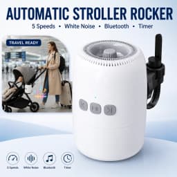 Rechargeable Baby Stroller Rocker with Adjustable Vibration White Noise Bluetooth and Universal Clip for Strollers and Cribs