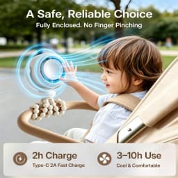 IMBABY Stroller Fan with Flexible Tripod, 5-Speed Quiet Mini Clip Fan, 360° Adjustable Portable USB Rechargeable Fan for Baby