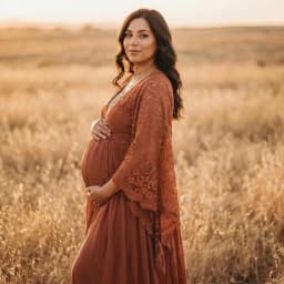 Rust Lace Tassels Boho Pregnant Women Photography Props Dresses Bohemian Style Maternity Long Dress For Photo Shoot