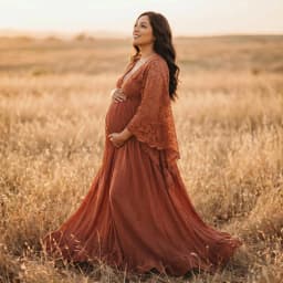 Rust Lace Tassels Boho Pregnant Women Photography Props Dresses Bohemian Style Maternity Long Dress For Photo Shoot