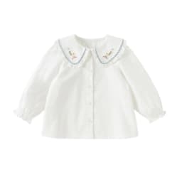 Dave Bella Cotton Shirt for Girls Children Autumn Blouse Elegant Top Casual White Kids Clothes Baby Sweet Pink Lapel DB3262782