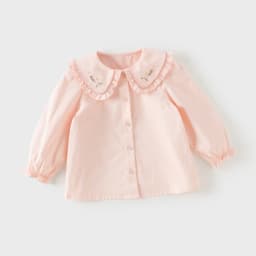 Dave Bella Cotton Shirt for Girls Children Autumn Blouse Elegant Top Casual White Kids Clothes Baby Sweet Pink Lapel DB3262782