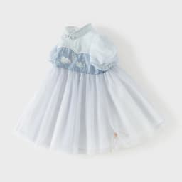Dave Bella Children Dresses Cool Girls Mesh Summer Dress Fashion Casual Short Sleeves Elegant Comfort Party Charm Blue DB2261620