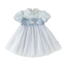 Dave Bella Children Dresses Cool Girls Mesh Summer Dress Fashion Casual Short Sleeves Elegant Comfort Party Charm Blue DB2261620