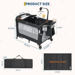 4-in-1 Baby Bassinet & Co-Sleeper with Changing Table & Playard, Khaki | Travel Cot | Inkl. Mattress, Storage Bag & Toy Hanger | For Newborns to Toddlers