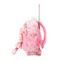 3 in 1 Backpack with Wheels for Girls Rolling Letter Backpack Cute Carry on Backpack Kids Luggage with Lunch Box Pencil Case