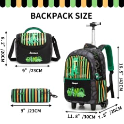 Girls 3D Plush Cat Rolling Backpack 3PCS Set - Trolley School Bag with Wheels, Insulated Lunch Bag and Pencil Pouch